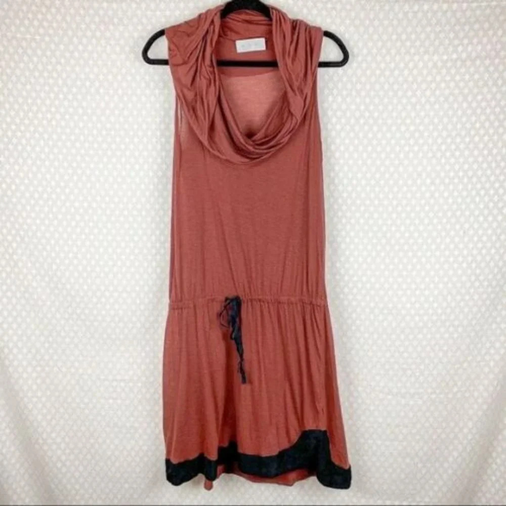 A.L.C. Maroon Tie Waist Cowl Neck Dress